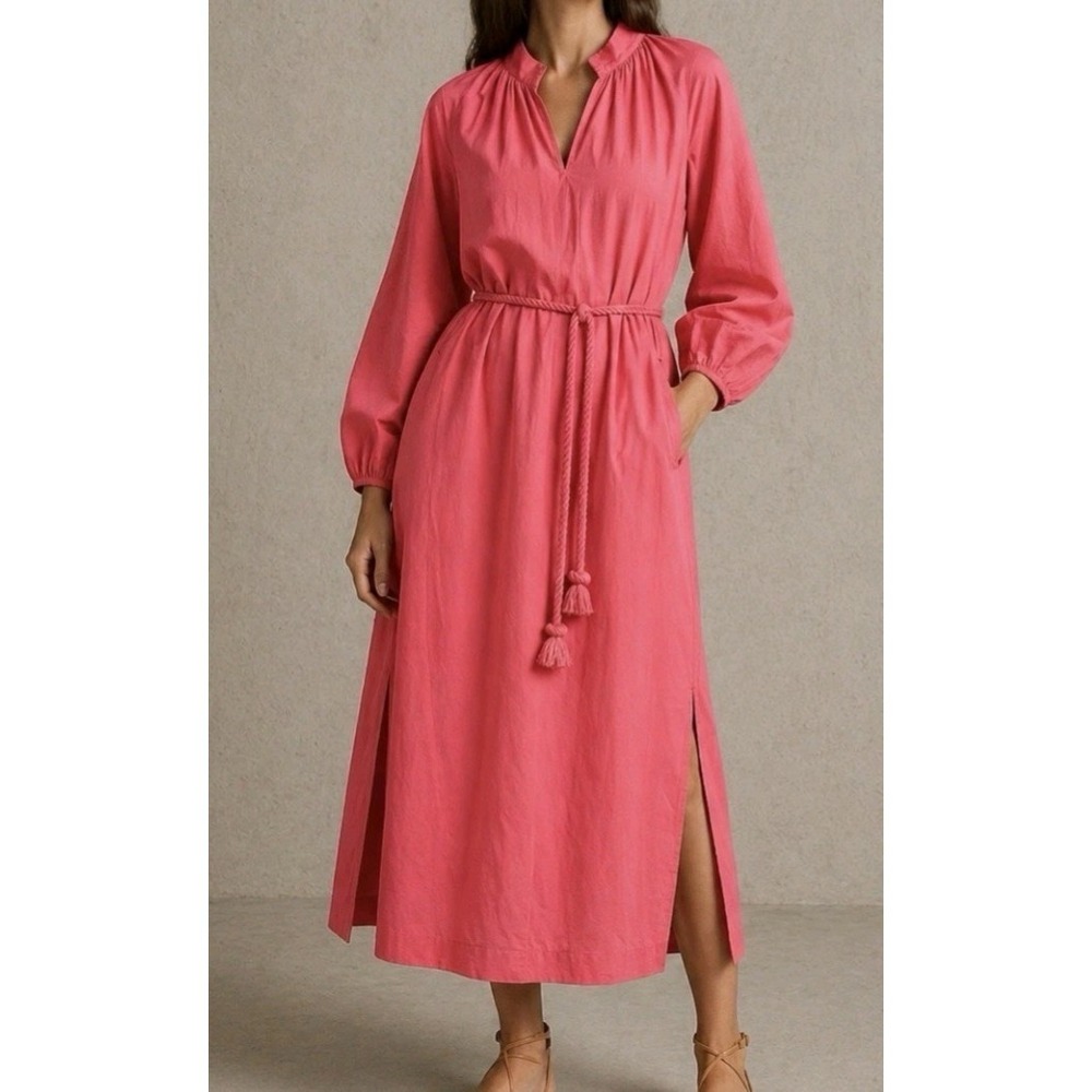 XIRENA Arabella Cotton Poplin Midi Dress Pink Large Resort Beachy Flowy NO BELT